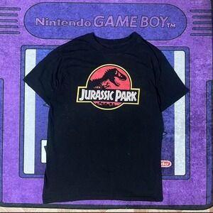 Retro vintage original Medium Jurassic Park black cotton T-shirt
